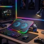 Cooler laptop gaming Wozinsky WDCX-A26 NitroCool, Compatibil cu laptop de maxim 17 inch, 2 ventilatoare, 1200 rpm, Iluminare RGB, Ajustabil, 360 × 255 × 28 mm, Alimentare USB, Negru 10 - lerato.ro