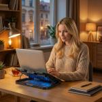 Cooler laptop gaming Wozinsky WDCX-015 StormPad, Compatibil cu laptop de maxim 15.6 inch, 2 ventilatoare, 1200 rpm, Iluminare RGB, Ajustabil, 360 × 270 × 32 mm, Alimentare USB, Negru 4 - lerato.ro