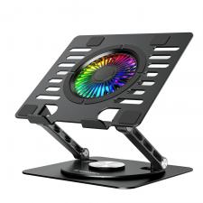 Coolere PC si Laptop, Cooler laptop Wozinsky WDCX-X16-AS CoolBase, Compatibil cu laptop de maxim 16 inch, 1 ventilator, 1200 rpm, Iluminare RGB, Ajustabil, Baza rotativa 360 grade, Alimentare USB, 2 porturi USB-A, Negru, lerato.ro