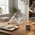 Stand universal laptop Wozinsky WDCX-X8S, 255 x 45 x 20 mm, Pliabil, Ajustabil, Compatibil cu laptop-uri pana la 16 inch, Silver 12 - lerato.ro