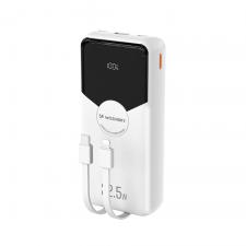 Baterie externa portabila Wozinsky WFC-15W, 20000 mAh, 15W, 2A, 1x USB-C, 1x USB-A, 1x Cablu USB-A, 1x Cablu USB-C, 1x Cablu Lightning, Alb