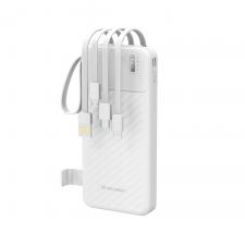 Baterie externa portabila Wozinsky W11-W, 10000 mAh, 10W, 2A, 1x USB-C, 1x USB-A, 1x Cablu USB-A, 1x Cablu USB-C, 1x Cablu MicroUSB, 1x Cablu Lightning, Alb