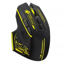 Periferice gaming, Mouse gaming Wozinsky WMGB-1181, Wireless, 500mAh, 7 Butoane, 3200 DPI, Bluetooth, USB-C, Negru / Galben, lerato.ro