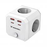Priza Smart Wozinsky WKZ-4B Power Cube, 4x AC, 2x USB-A, 2x USB-C 20W, PD AC 4000W, Alb 2 - lerato.ro