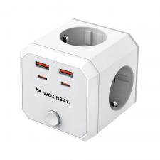 Priza Smart Wozinsky WKZ-4B Power Cube, 4x AC, 2x USB-A, 2x USB-C 20W, PD AC 4000W, Alb