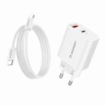 Incarcator retea Wozinsky WLS-20W, 20W, 1x USB-C, 1x USB-A, Cablu USB-C 1m inclus, Alb 3 - lerato.ro