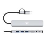 Adaptor Hub 8-in-1 Wozinsky WAH-81, USB-C la 3x USB-C 3.0 / 5 GB/s, 1x USB-A 2.0 / 480 Mbps, 1x USB-C, 1x Jack 3.5mm, 1x SD, 1x microSD, Gri 3 - lerato.ro
