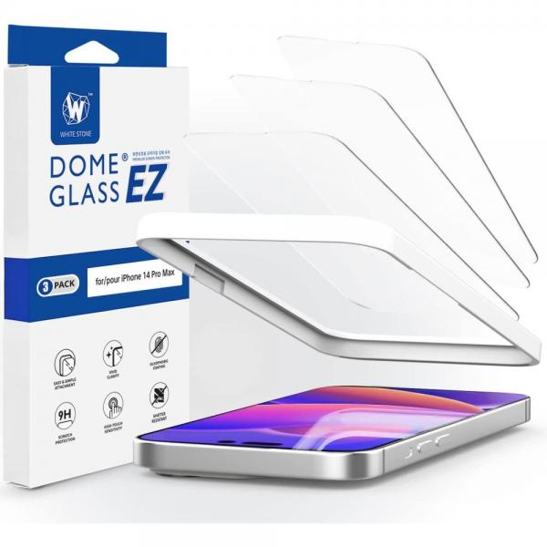 Set 3 folii protectie Whitestone EZ Glass compatibil cu iPhone 14 Pro Max 1 - lerato.ro