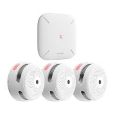 Set 3 detectoare de fum fotoelectrice X-SENSE FS31, Statie de baza inclusa, 85dB, Alarma, WiFi, Alb