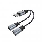 Adaptor XO NB-R160B, tata USB-C la mama USB-C si jack 3.5 mm, 12cm, Negru 2 - lerato.ro