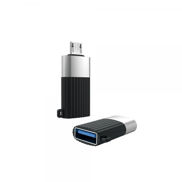 Adaptor XO NB149-G, mama USB la tata Micro USB, 2.4A, Negru 1 - lerato.ro