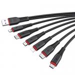 Cablu pentru incarcare XO NB196 6 in 1, 2xUSB Type-C / 2xLightning / 2xMicro-USB, 3.5A/1.2m, 2.5A/2m, Negru 7 - lerato.ro
