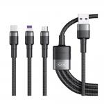 Cablu pentru incarcare si transfer de date XO NB Q191 3 IN 1, USB la USB TYPE-C/LIGHTNING/MICRO-USB, 3.50A, 40W, 1.2M, NEGRU 5 - lerato.ro