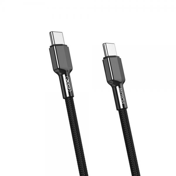 Cablu pentru incarcare si transfer de date XO NB-183B, 2X USB TYPE-C, 3A, 60W, 1M, NEGRU 1 - lerato.ro