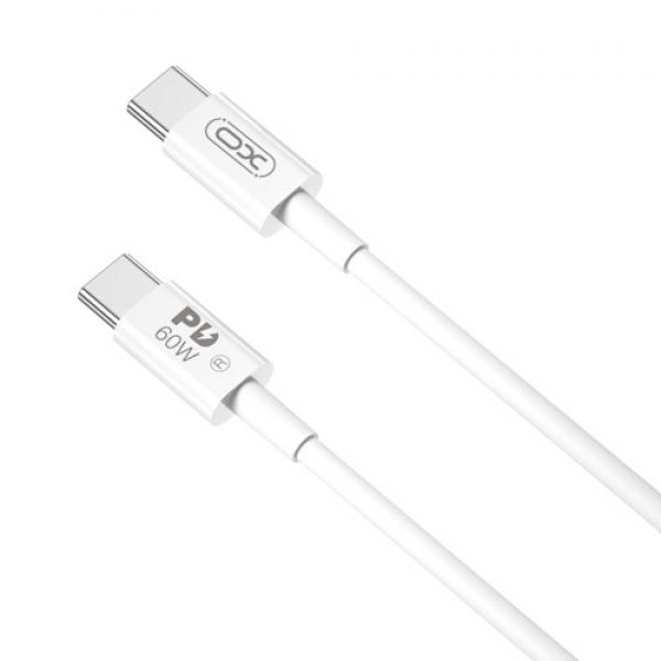 Cablu pentru incarcare si transfer de date XO NB-Q190A, 2X USB TYPE-C, 3A, 60W, 1M, ALB 1 - lerato.ro