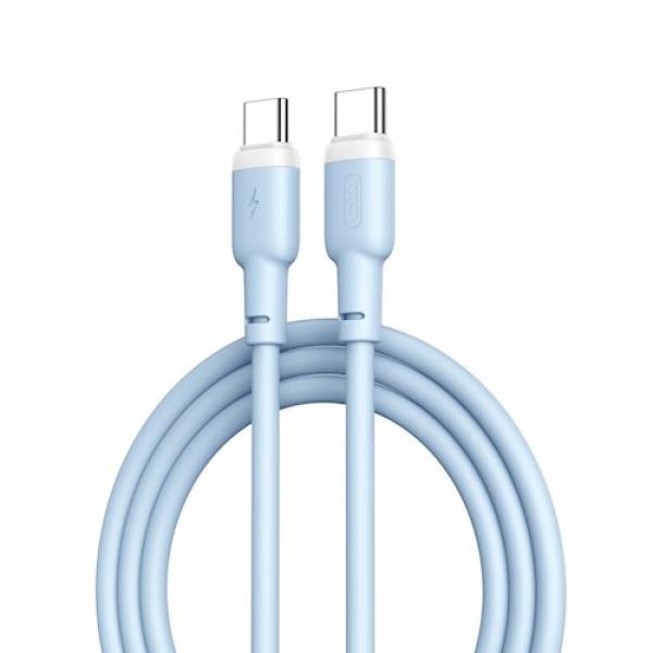 Cablu pentru incarcare si transfer de date XO NB208B, 2x USB Type-C, Power Delivery 60W, 1m, Albastru 1 - lerato.ro