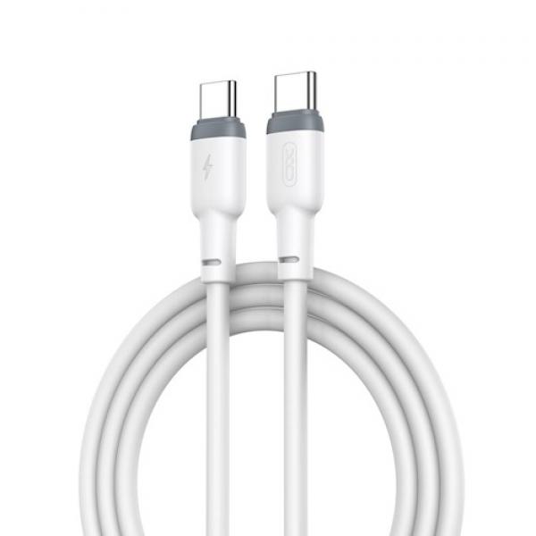 Cablu pentru incarcare si transfer de date XO NB208B, 2x USB Type-C, Power Delivery 60W, 1m, Alb 1 - lerato.ro