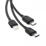 Cablu pentru incarcare si transfer de date XO NB 103 3 IN 1, USB TYPE-C/LIGHTNING/MICRO-USB, 2.1A, 1M, NEGRU 4 - lerato.ro