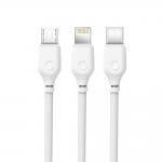 Cablu pentru incarcare si transfer de date XO NB 103 3 IN 1, USB TYPE-C/LIGHTNING/MICRO-USB, 2.1A, 1M, ALB 2 - lerato.ro
