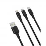 Cablu pentru incarcare si transfer de date XO NB 173 3 IN 1, USB TYPE-C/LIGHTNING/MICRO-USB, 2.4A, 1.2M, NEGRU 2 - lerato.ro