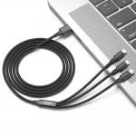 Cablu pentru incarcare si transfer de date XO NB 173 3 IN 1, USB TYPE-C/LIGHTNING/MICRO-USB, 2.4A, 1.2M, NEGRU 4 - lerato.ro