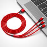Cablu pentru incarcare si transfer de date XO NB 173 3 IN 1, USB TYPE-C/LIGHTNING/MICRO-USB, 2.4A, 1.2M, ROSU 4 - lerato.ro
