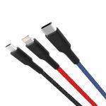 Cablu pentru incarcare si transfer de date XO NB 54 3 IN 1, USB TYPE-C/LIGHTNING/MICRO-USB, 3A, 1.2M, NEGRU 6 - lerato.ro
