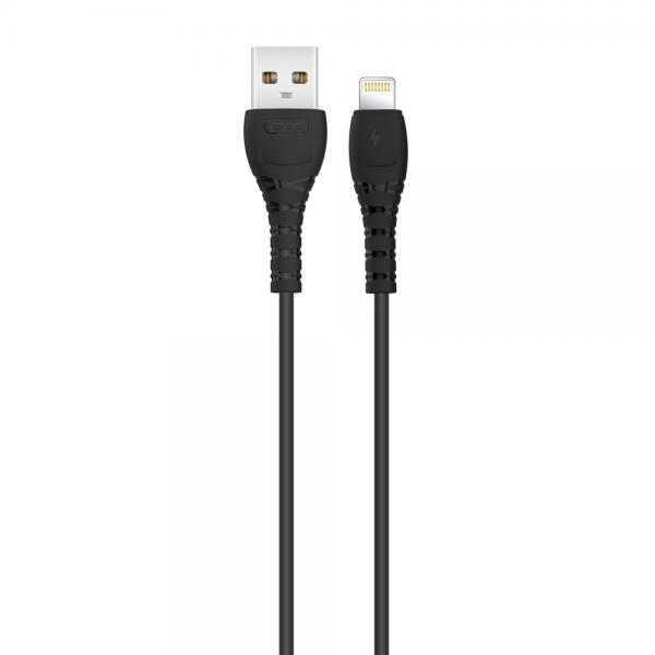 Cablu pentru incarcare si transfer de date XO NB-Q165, USB/Lightning, 3A, 1 m, Negru