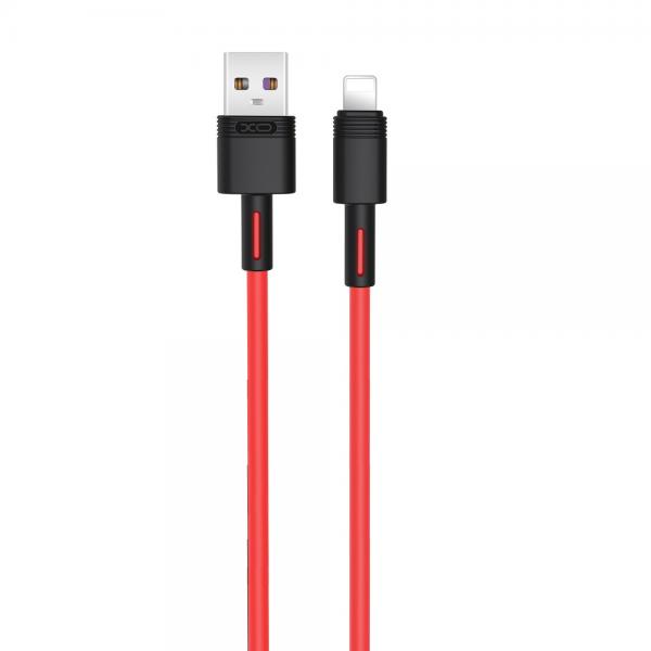 Cablu pentru incarcare si transfer de date XO NB-Q166, USB/Lightning, 5A, 1 m, Rosu