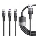Cablu pentru incarcare si transfer de date XO NB-Q191 3 in 1, USB Type-C /Lightning/Micro-USB, 40W, 1.2m, Negru 2 - lerato.ro