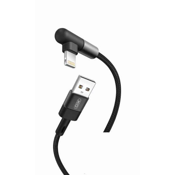 Cablu pentru incarcare si transfer de date XO NB152 Elbow, USB/Lightning, 2.4A, 1m, Negru 1 - lerato.ro