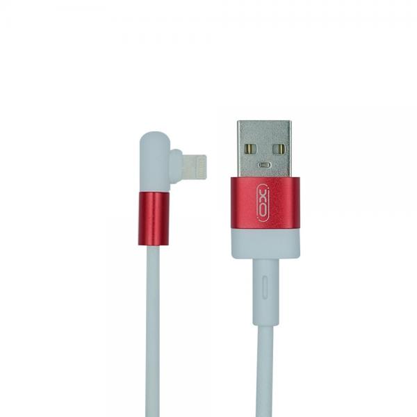 Cablu pentru incarcare si transfer de date XO NB152 Elbow, USB/Lightning, 2.4A, 1m, Alb 1 - lerato.ro