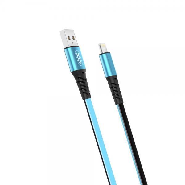 Cablu pentru incarcare si transfer de date XO NB154, USB/Lightning, 2A, 1 m, Albastru