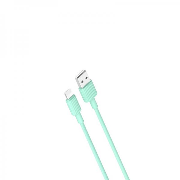 Cablu pentru incarcare si transfer de date XO NB156, USB/Lightning, 2.4A, 1 m, Verde