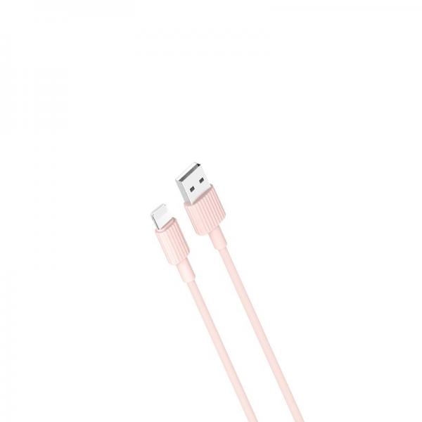 Cablu pentru incarcare si transfer de date XO NB156, USB/Lightning, 2.4A, 1 m, Roz 1 - lerato.ro
