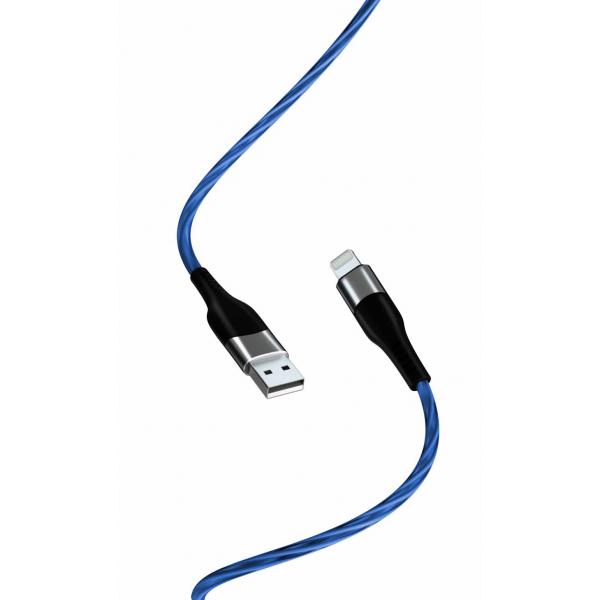 Cablu pentru incarcare si transfer de date XO NB158, LED, USB/Lightning, 2.4A, 1 m, Albastru 1 - lerato.ro