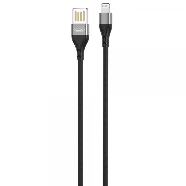 Cablu pentru incarcare si transfer de date XO NB188 DOUBLE-SIDED USB, USB/Lightning, 2.4A, 1 m, Gri
