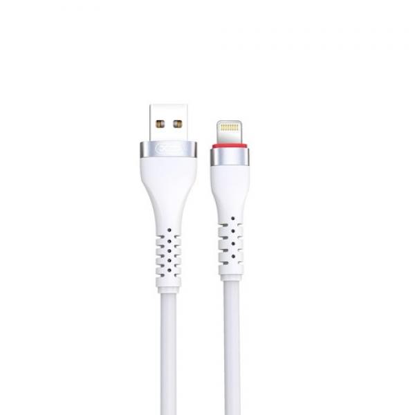 Cablu pentru incarcare si transfer de date XO NB213, USB/Lightning, 2.4A, 1 m, Alb