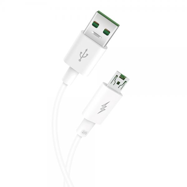 Cablu pentru incarcare si transfer de date XO NB119, USB/MICRO-USB, 5A, 1 m, Alb 1 - lerato.ro