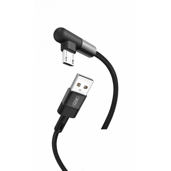 Cablu pentru incarcare si transfer de date XO NB152 Elbow, USB/MICRO-USB, 2.4A, 1 m, Negru 1 - lerato.ro