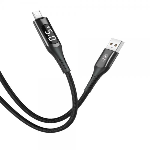 Cablu pentru incarcare si transfer de date XO NB162, Digital Display, USB/MICRO-USB, 2.4A, 1 m, Negru 1 - lerato.ro