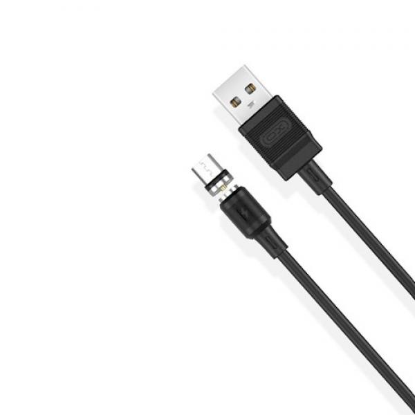 Cablu pentru incarcare si transfer de date XO NB187 Magnetic, USB/Micro-USB, 2.1A, 1 m, Negru