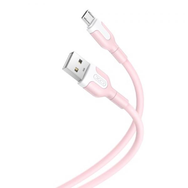 Cablu pentru incarcare si transfer de date XO NB212, USB/Micro-USB, 2.4A, 1 m, Roz