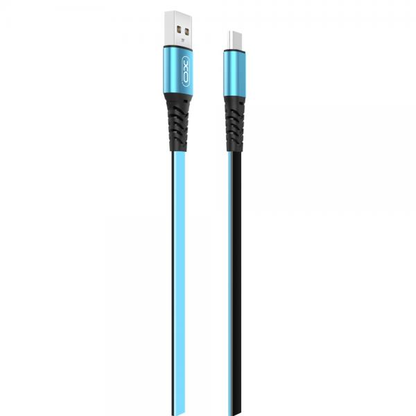 Cablu pentru incarcare si transfer de date XO NB154, USB/USB Type-C, 2A, 1 m, Albastru