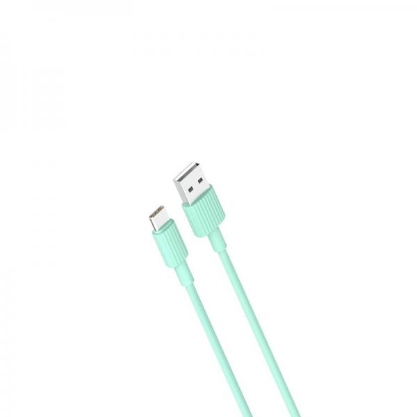 Cablu pentru incarcare si transfer de date XO NB156, USB/USB Type-C, 2.4A, 1 m, Verde