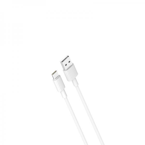 Cablu pentru incarcare si transfer de date XO NB156, USB/USB Type-C, 2.4A, 1 m, Alb