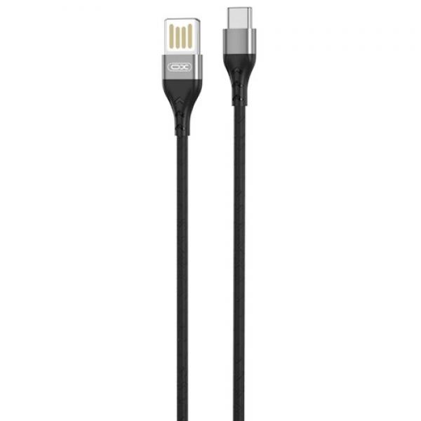 Cablu pentru incarcare si transfer de date XO NB188 DOUBLE-SIDED USB, USB/USB Type-C, 2.4A, 1 m, Gri