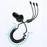 Incarcator auto XO CC36 Digital Display, USB, 15W, Cablu 3 in 1, lungim 1.3m, Negru 3 - lerato.ro
