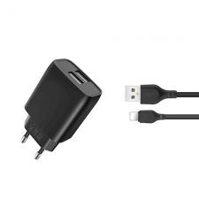 Incarcator retea XO L57, Dual USB, 2.4A, Fast Charge, Cablu Lightning inclus, Negru