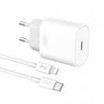 Incarcator retea XO L91, USB-C, Power Delivery 25W, Cablu USB-C/Lightning 1m inclus, Alb 2 - lerato.ro